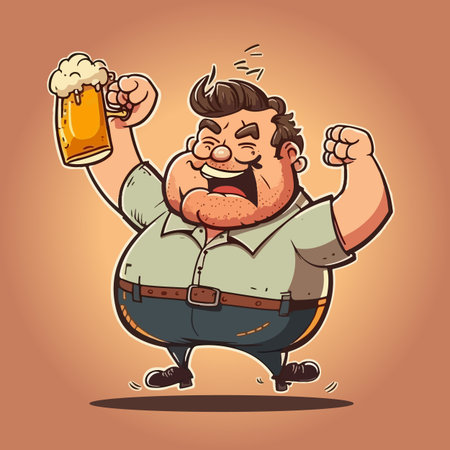 Happy man holding beer cartoon vector illustrationのイラスト素材