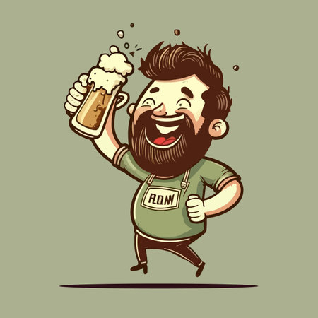 Happy man holding beer cartoon vector illustrationのイラスト素材