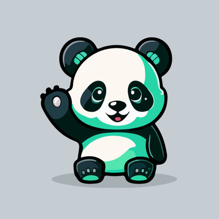 Cute Panda Cartoon Vector Icon Illustration. Animal Nature Icon Concept Isolated Premium Vector. Flat Cartoon Styleのイラスト素材