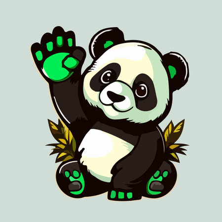 Cute Panda Cartoon Vector Icon Illustration. Animal Nature Icon Concept Isolated Premium Vector. Flat Cartoon Styleのイラスト素材