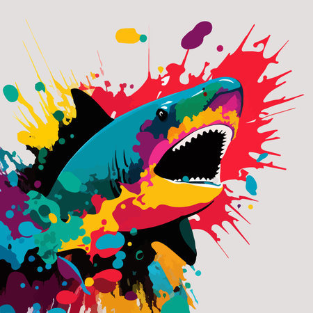 Colorful shark pop art vector illustrationのイラスト素材
