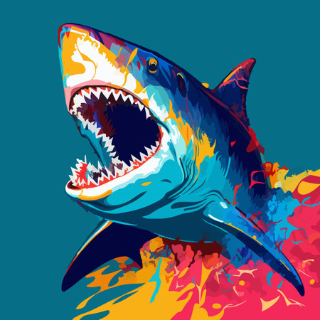 Colorful shark pop art vector illustrationのイラスト素材