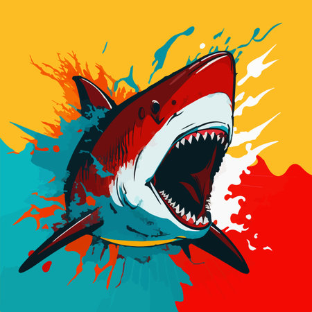 Colorful shark pop art vector illustrationのイラスト素材