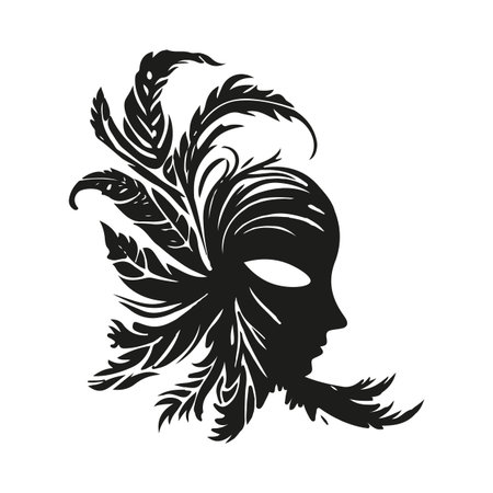 Black decorative carnival mask silhouette vector illustrationのイラスト素材