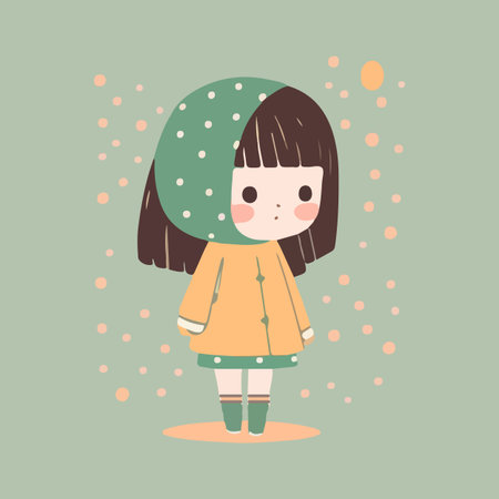 Kawaii girl cartoon style vector illustration with isolated backgroundのイラスト素材
