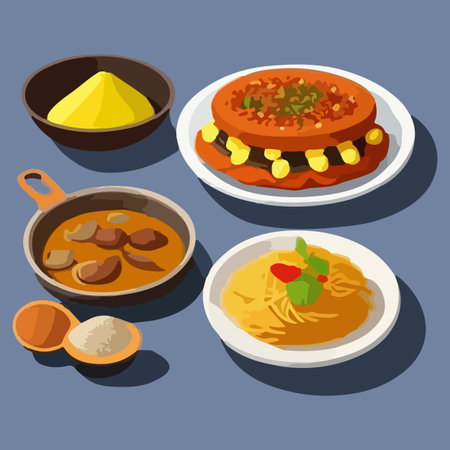 Mexican and Colombian food vector illustrationのイラスト素材