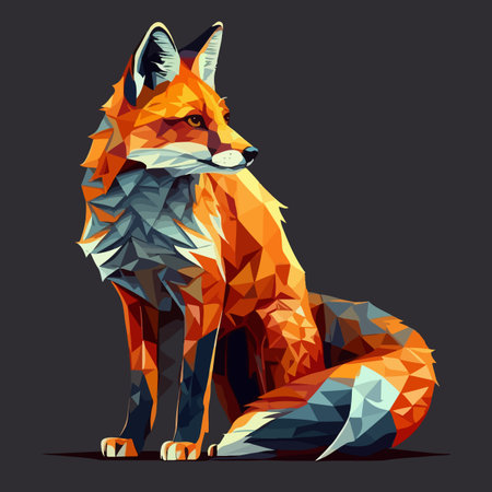 Colorful fox pop art style vector illustration with isolated backgroundのイラスト素材