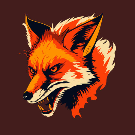Colorful fox pop art style vector illustration with isolated backgroundのイラスト素材