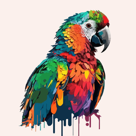 Colorful Parrot pop art style vector illustration with isolated backgroundのイラスト素材
