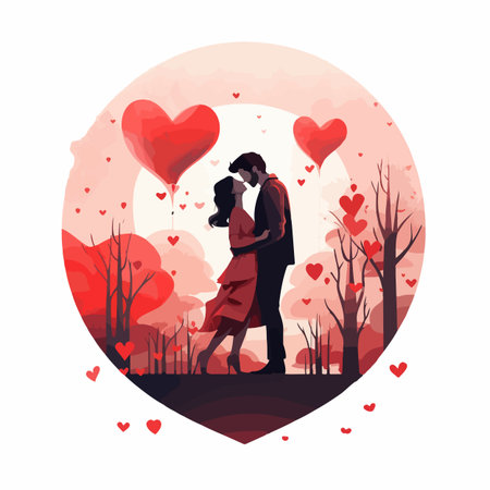 A couple in love valentine's day special flat vector illustrationのイラスト素材