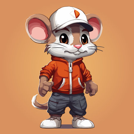 Cute mouse sports mascot icon vector illustration with isolated backgroundのイラスト素材