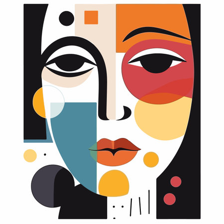 Woman face portrait abstraction wall art vector illustration designのイラスト素材