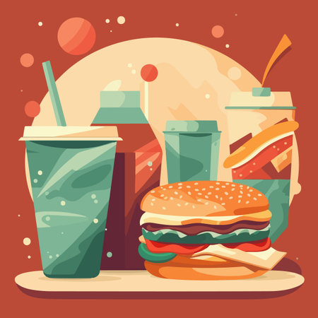 Fast Food flat Vector illustrationのイラスト素材