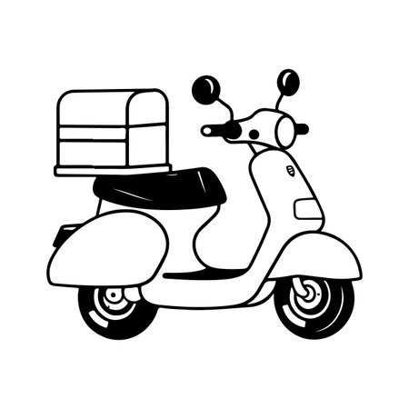Black and white delivery bike drawings on a white backgroundのイラスト素材