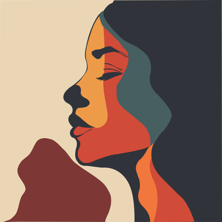 Woman face portrait abstraction wall art vector illustrationのイラスト素材