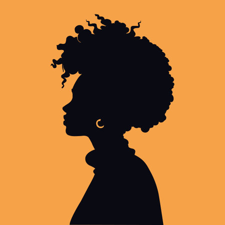 Black woman silhouette vector illustrationのイラスト素材