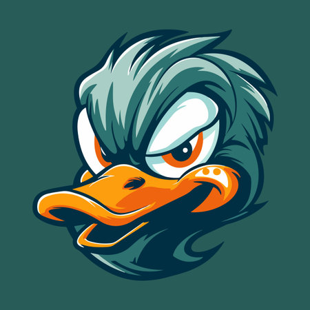 Duck head mascot  logo vector illustration with isolated backgroundのイラスト素材