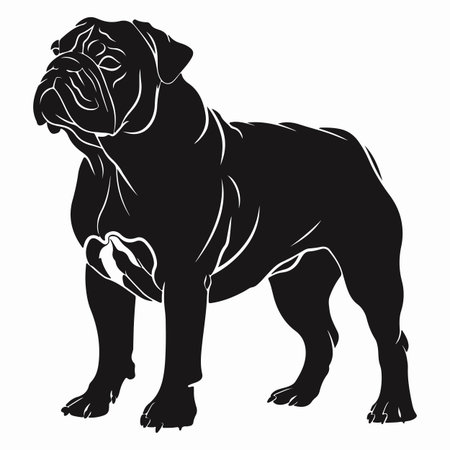 Black bulldog Silhouette vector illustration with isolated backgroundのイラスト素材