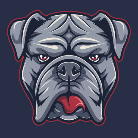Angry bulldog head mascot vector illustration with isolated backgroundのイラスト素材