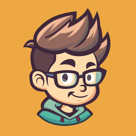 Cute geek boy vector illustration with isolated backgroundのイラスト素材