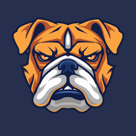Angry bulldog head mascot vector illustration with isolated backgroundのイラスト素材