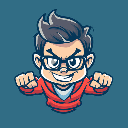 Angry geek boy vector illustration with isolated backgroundのイラスト素材