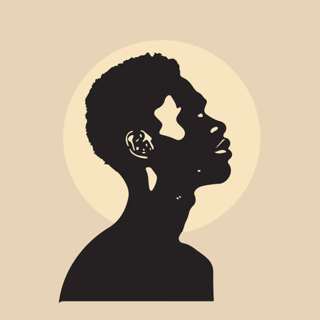 Black African man silhouette vector illustration on isolated backgroundのイラスト素材