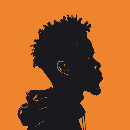 Black African man silhouette vector illustration on isolated backgroundのイラスト素材