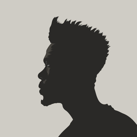 Black African man silhouette vector illustration on isolated backgroundのイラスト素材