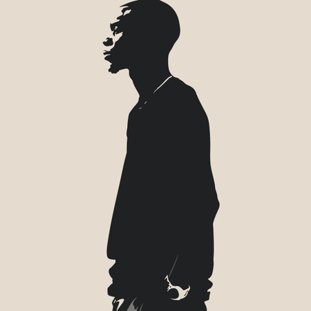 Black African man silhouette vector illustration on isolated backgroundのイラスト素材