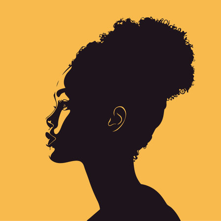 Black African woman silhouette vector illustration on isolated backgroundのイラスト素材
