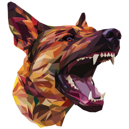 Colorful Low Poly Angry Dog Vector illustrationのイラスト素材
