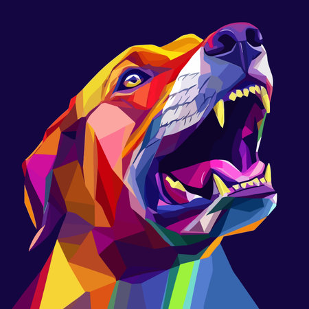 Colorful Low Poly Angry Dog Vector illustrationのイラスト素材