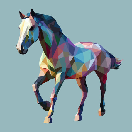 Colorful Low Poly Horse Vector illustration on isolated backgroundのイラスト素材