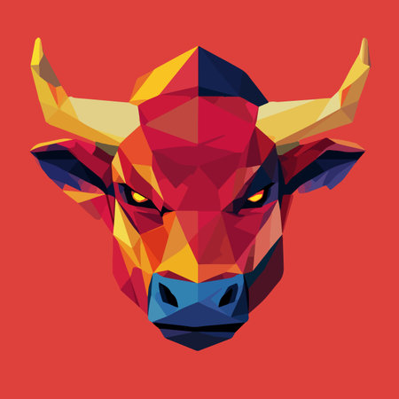 Colorful Low Poly Bull Vector illustrationのイラスト素材