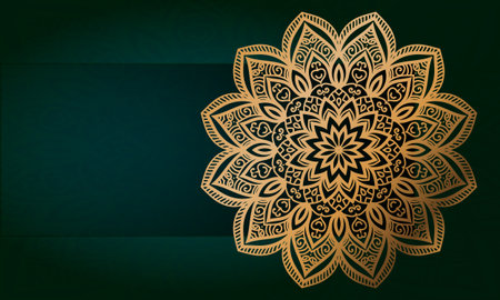 Luxury ornamental mandala design background in gold colorのイラスト素材