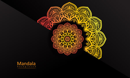 Luxury ornamental mandala design background in gold colorのイラスト素材