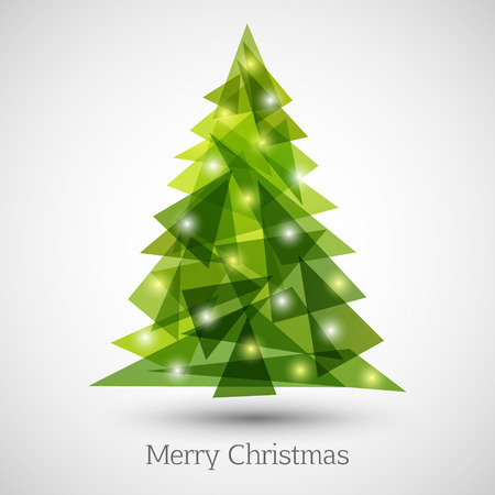 Abstract christmas tree made of green triangles. Christmas tree greeting card backgroundのイラスト素材