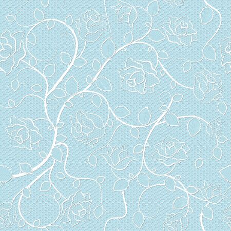 Lace seamless pattern with roses on blue background. Vector illustrationのイラスト素材