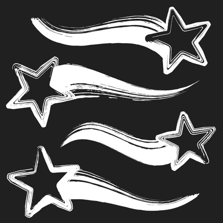 Pattern Vector grunge set of shooting stars. Elements for your design.のイラスト素材
