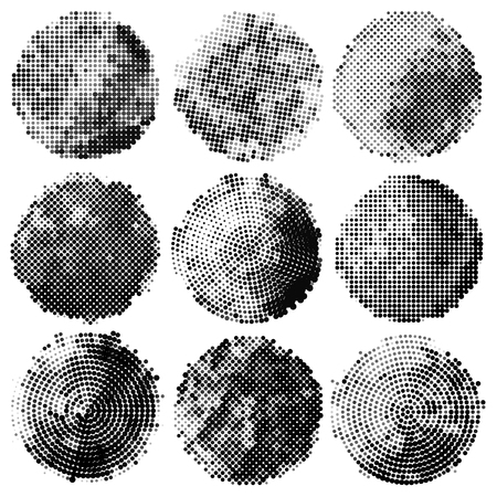 Set of abstract halftone black circles. Design elements. Vector illustrationのイラスト素材