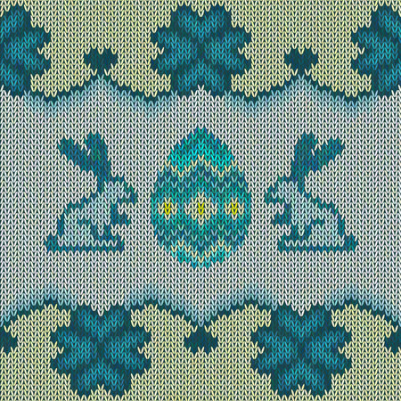 Happy easter knitted background, vector illustration. Greeting cardのイラスト素材