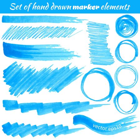 Vector set of hand drawn marker elements. Element for your design.のイラスト素材
