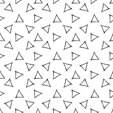Seamless pattern with triangles. Creative monochrome background. Sketch design for print, home decor, textile, wrapping paper, invitation card, fashion fabric etc. Vector illustration.のイラスト素材