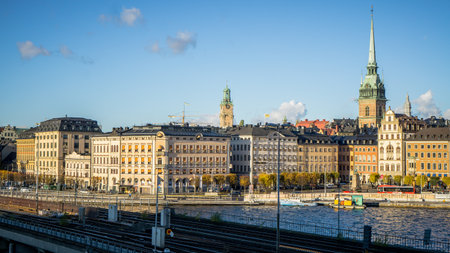 Stockholm, Sweden - October 2016: Cityscapes of Stockholm, Sweden with view of Gamla Stanのeditorial素材