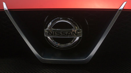 Tokyo, Japan - August 2018: Nissan logo on the Nissan Concept 2020 Vision Gran Turismo carのeditorial素材