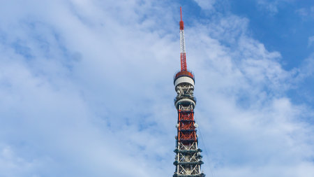 Tokyo, Japan - August 2018: Tokyo Tower Observation deck on a cloudy dayのeditorial素材