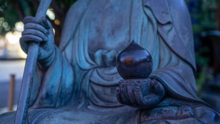 Tokyo, Japan - August 2018: Close up of Buddhist sculpture at Sensoji temple in Asakusa, Tokyo, Japanのeditorial素材