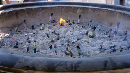 Tokyo, Japan - August 2018: Incenses at the burner point in Asakusa Templeのeditorial素材