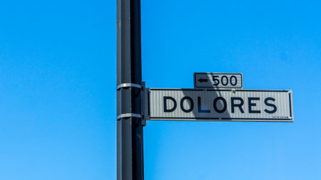 San Francisco, USA - August 2019: Street sign of Dolores in San Francisco on a summer dayのeditorial素材